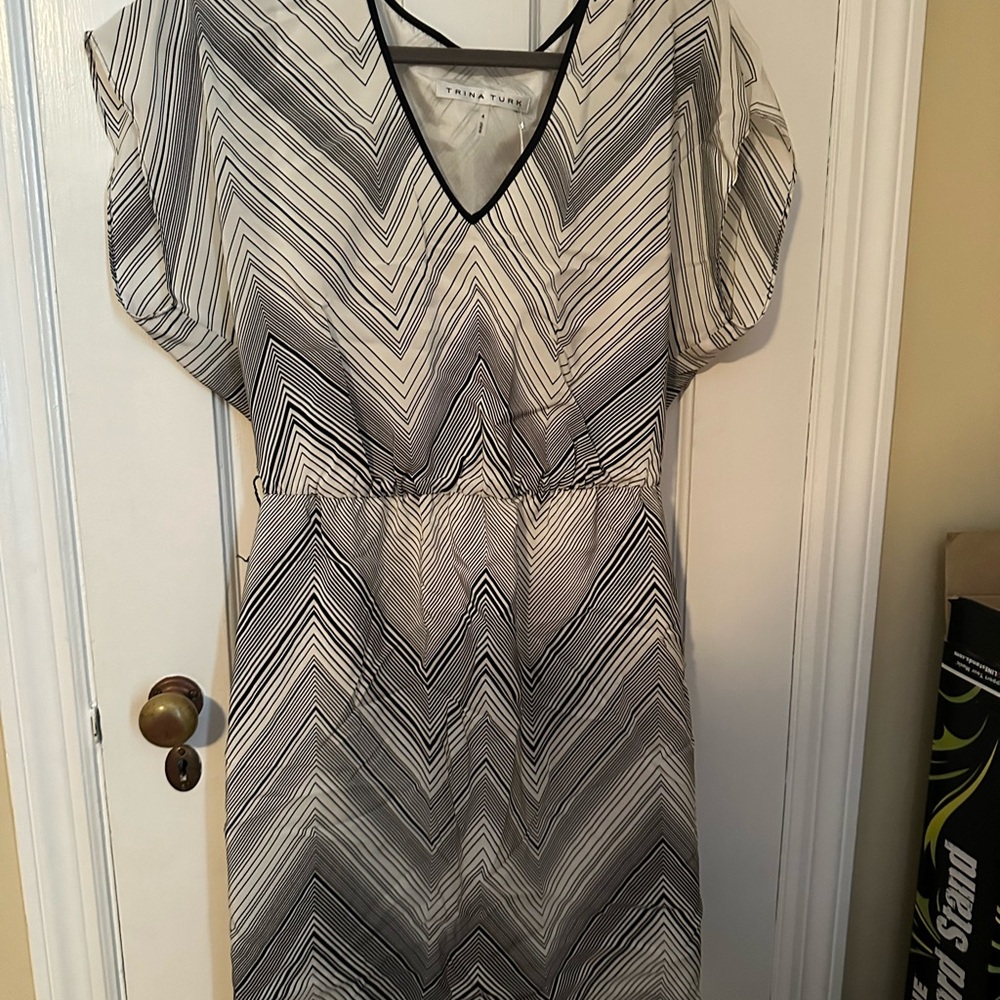 Zara Black and White Chevron Dress